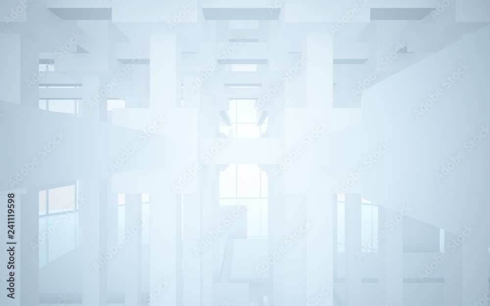 Abstract white interior highlights future. Architectural background. 3D illustration and rendering Abstract white interior highlights future. Architectural background. 3D illustration and rendering