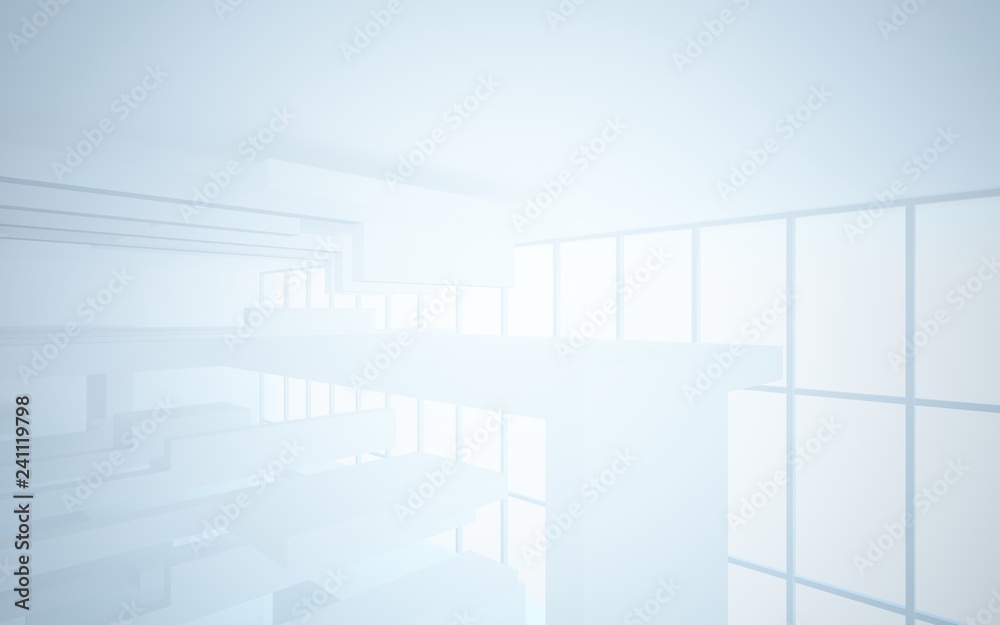 Obraz premium Abstract white interior highlights future. Architectural background. 3D illustration and rendering
