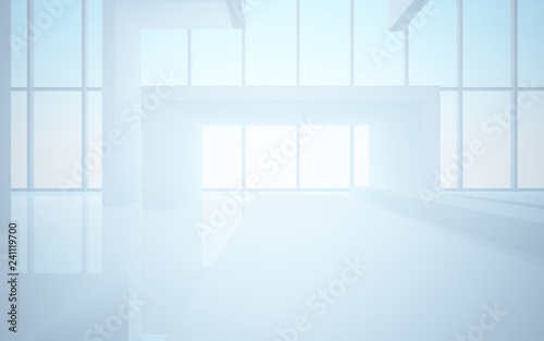 Abstract white interior highlights future. Architectural background. 3D illustration and rendering