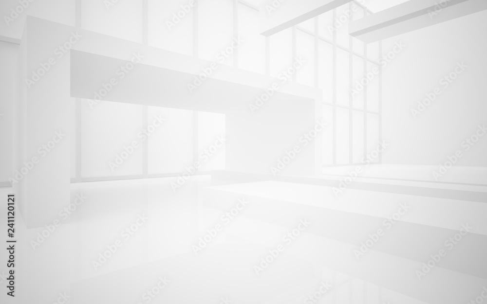 Fototapeta premium Abstract white interior highlights future. Architectural background. 3D illustration and rendering