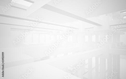 Abstract white interior highlights future. Architectural background. 3D illustration and rendering