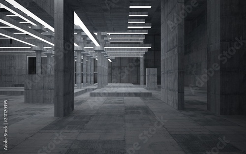 Obraz na płótnie Abstract concrete interior with neon lighting. 3D illustration and rendering. w salonie
