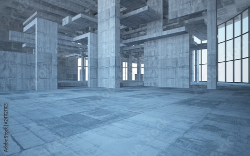 Empty dark abstract concrete room interior. 3D illustration. 3D rendering.