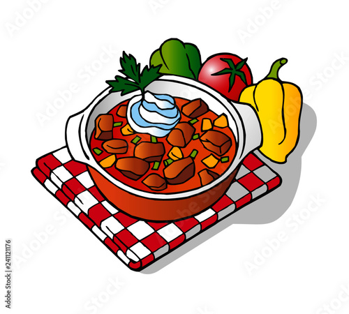 Hungarian goulash traditional national food clipart