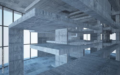 Fototapeta Naklejka Na Ścianę i Meble -  Empty dark abstract concrete room interior. 3D illustration. 3D rendering.