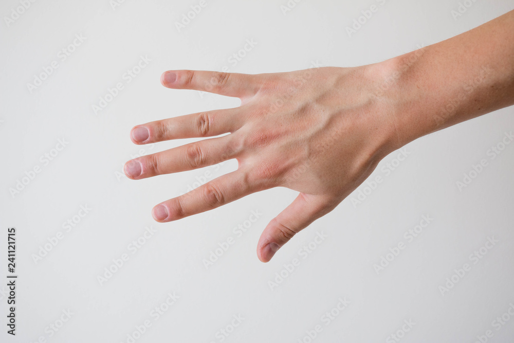 Man open hand on a white background Man open hand on a white background