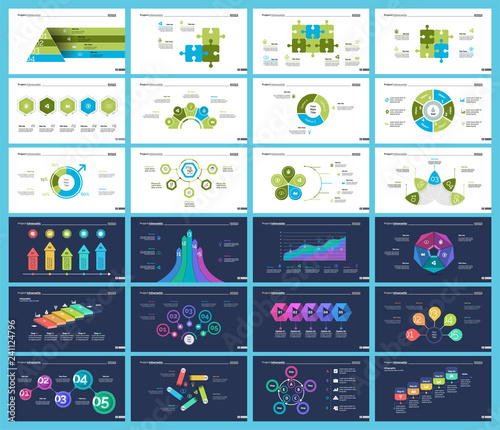 Business inforgraphic design set for strategy concept. Can be used for business project, annual report, web design. Process chart, option chart, flowchart, scatter plot, line graph
