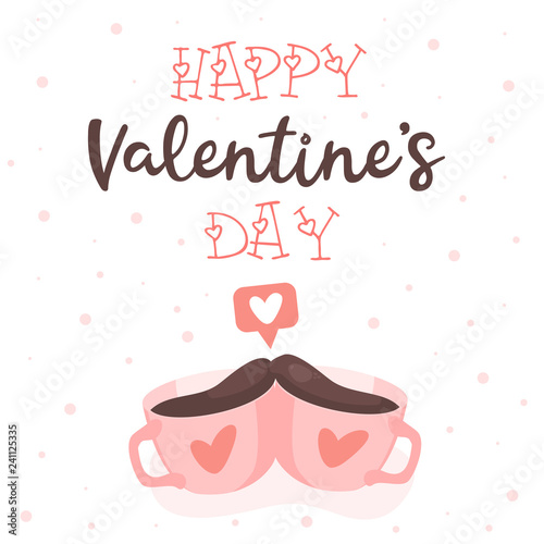 Greeting card with Valentine's day on a white background