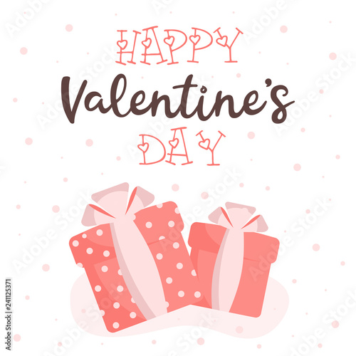 Greeting card with Valentine's day on a white background