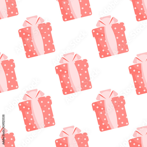 Seamless pattern boxes with gifts on white background love