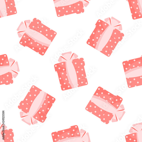 Seamless pattern boxes with gifts on white background love