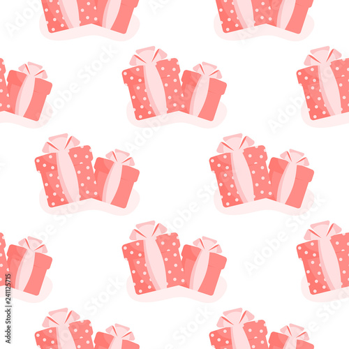Seamless pattern boxes with gifts on white background love