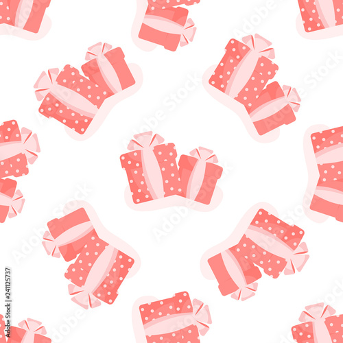 Seamless pattern boxes with gifts on white background love