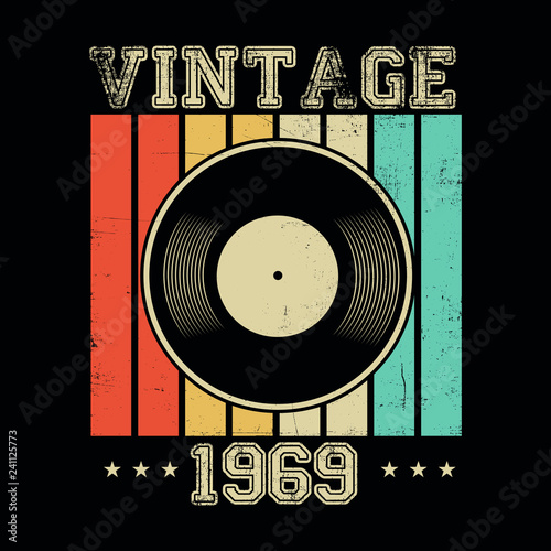 vintage 1969 vinyl retro poster apparel distressed
