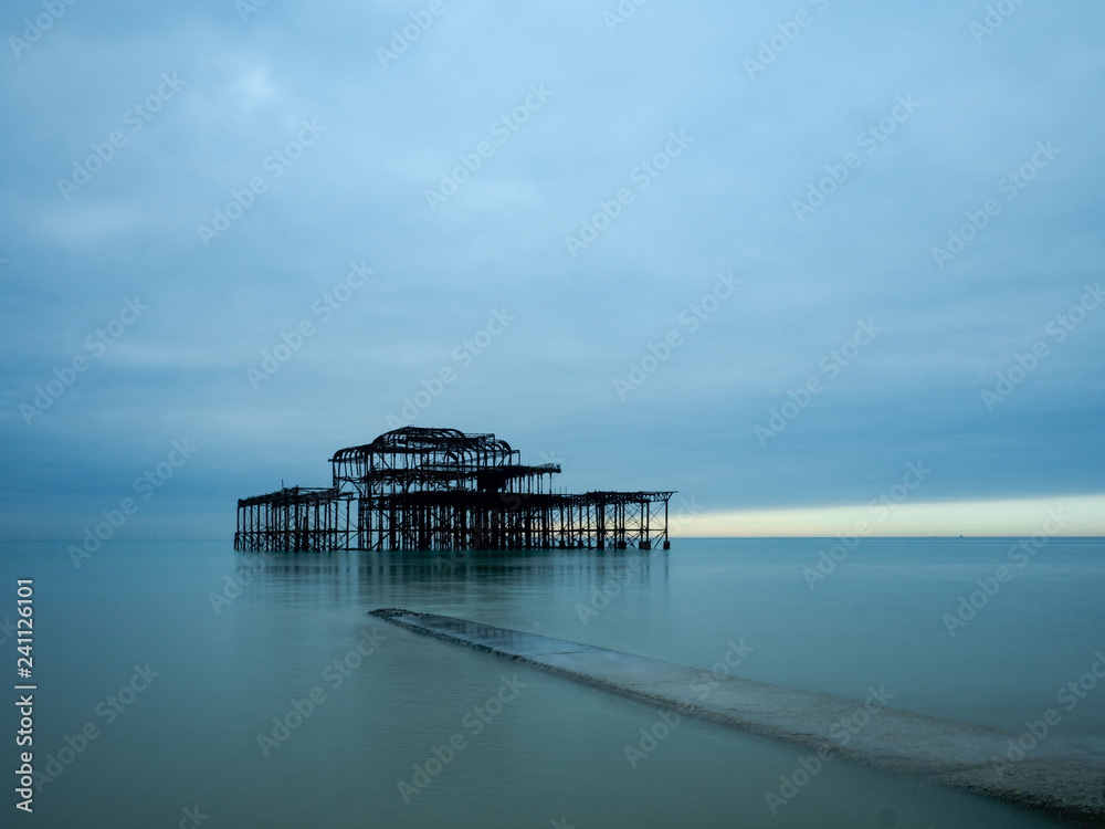 UK, East Sussex, Brighton, West Pier. The pier was designed by Eugenius Birch. Constructed in 1860’s the pier was closed in 1975 and subsequently fell into disrepair.