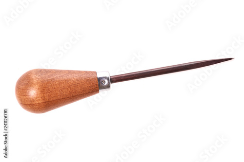 Valokuva Wooden retro old styled awl isolated on white background