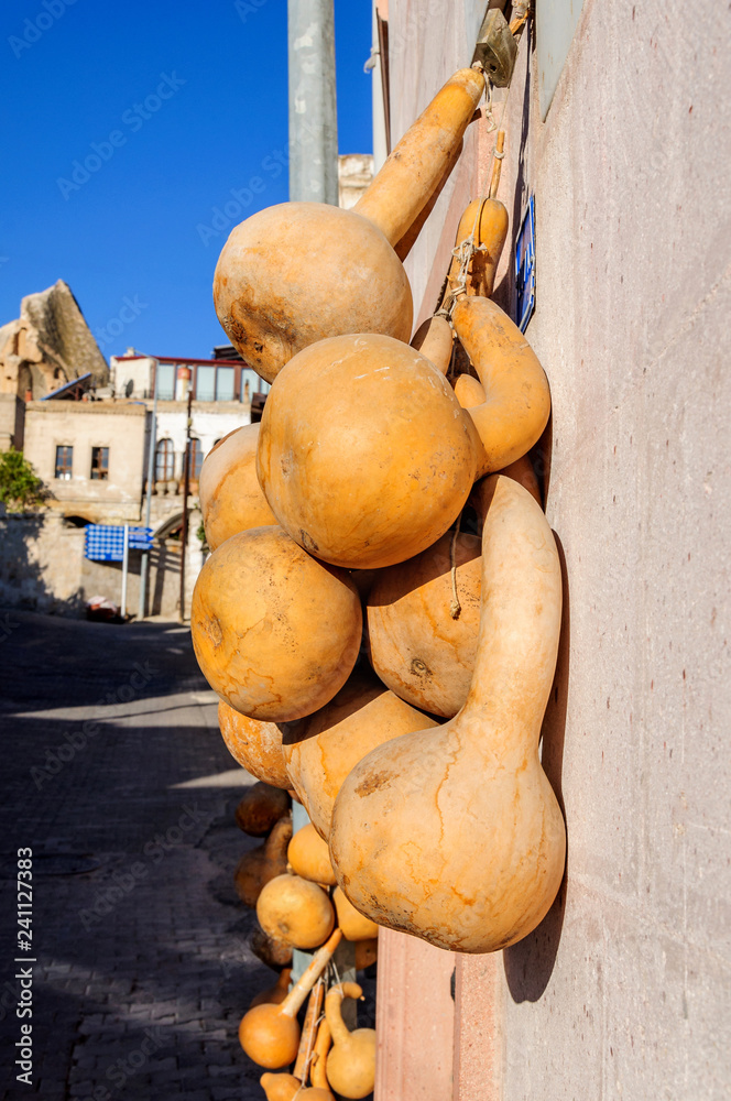 Dried bottle gourd on the wall in Goreme Cappadocia, Calabash gourd