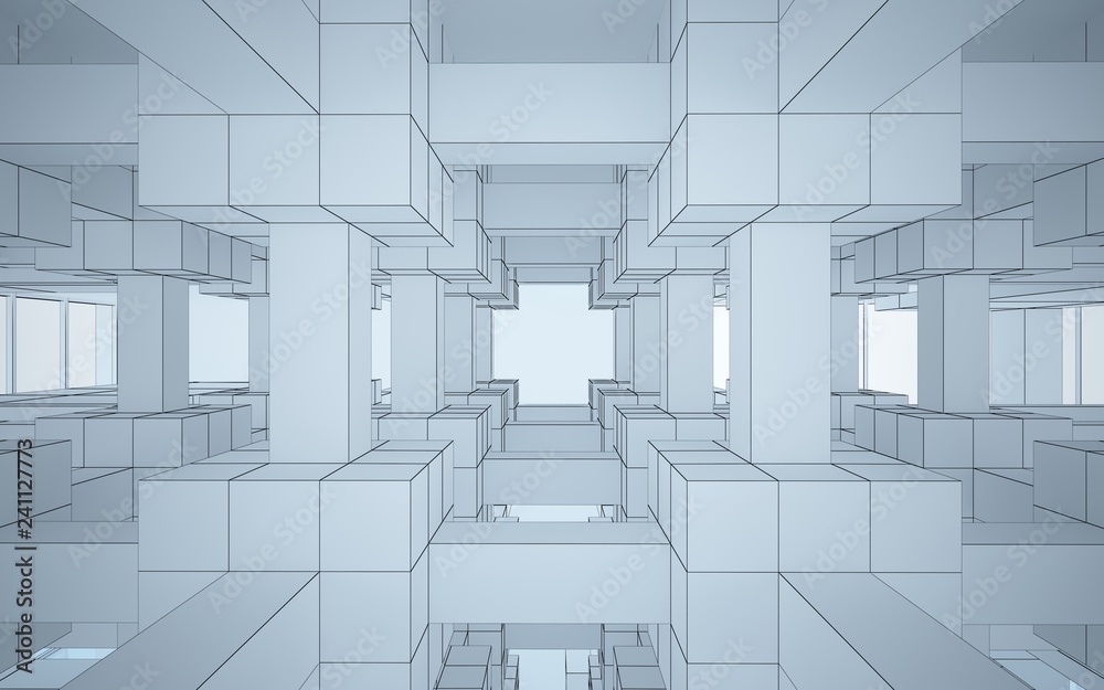 Abstract white interior highlights future. Polygon drawing. Architectural background. 3D illustration and rendering Abstract white interior highlights future. Polygon drawing. Architectural background. 3D illustration and rendering
