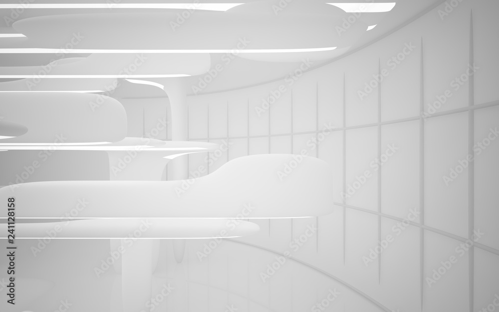 White smooth abstract architectural background. Night view with illumination. 3D illustration and rendering White smooth abstract architectural background. Night view with illumination. 3D illustration and rendering