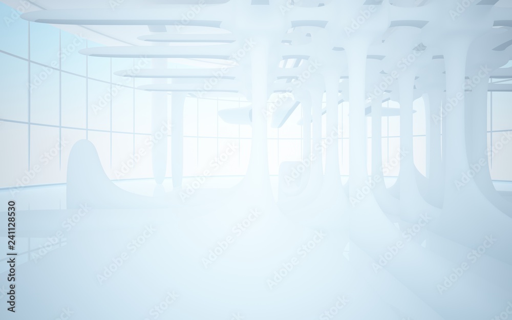 Fototapeta premium White smooth abstract architectural background. 3D illustration and rendering