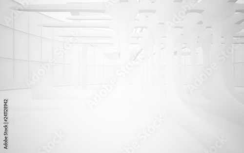 White smooth abstract architectural background. 3D illustration and rendering