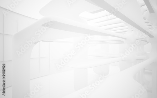 White smooth abstract architectural background. 3D illustration and rendering