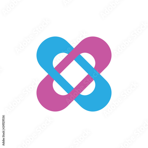 cross letter x linked 3d logo vector