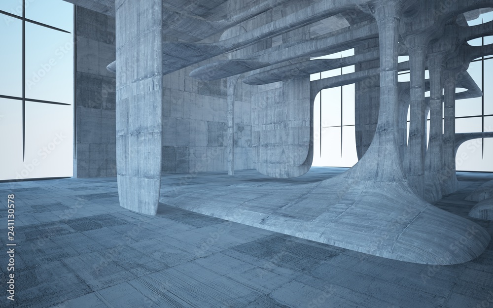 Empty dark abstract concrete smooth interior . Architectural background. 3D illustration and rendering Empty dark abstract concrete smooth interior . Architectural background. 3D illustration and rendering