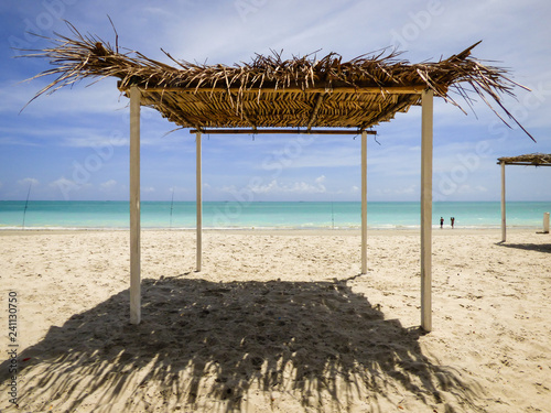 Cuadro en lienzo Palapa (tiki hut) used for shade at a bar in Pilar beach - Ilha de Itamaraca (Pe
