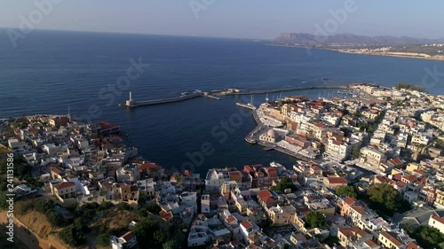 Beautiful view of Chania port and the sea.
