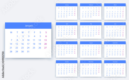 simple calendar 2019 yesr, Stock vector design eps10.