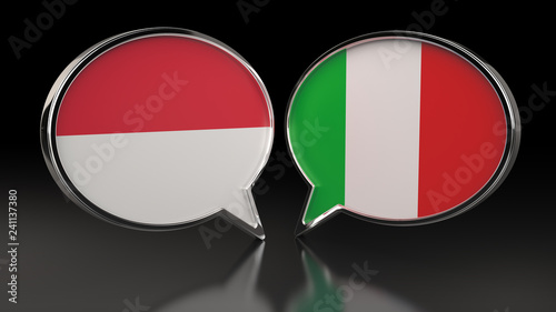 Free Download Monaco and Italy flags with Speech Bubbles. 3D illustration - GFXLoad