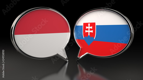 Free Download Monaco and Slovakia flags with Speech Bubbles. 3D illustration - GFXLoad