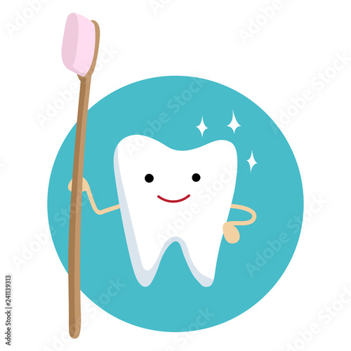 Vector illustration of cute smiling tooth