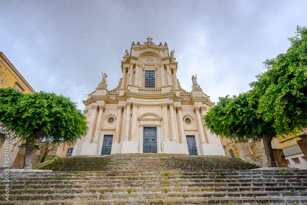 The temple in the style of Barocco in the old town of Modica, Sicily, Italy