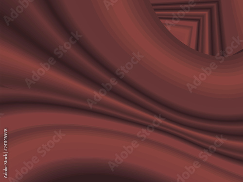 Red brown with shadows iridescent wavy vector gradient flowing curved fabric striped background abstraction.