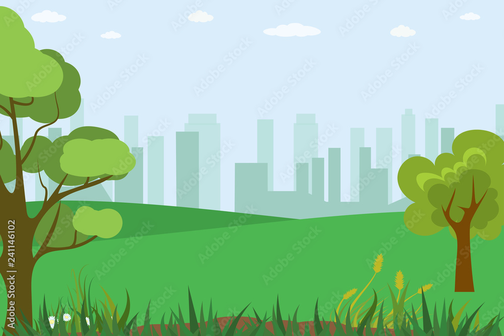 Nature background,city buildings on background,rural scene or park