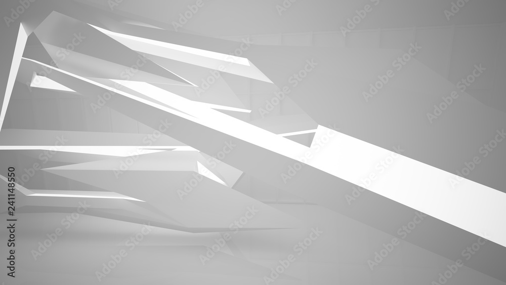 Abstract white interior multilevel public space with neon lighting. 3D illustration and rendering. Abstract white interior multilevel public space with neon lighting. 3D illustration and rendering.