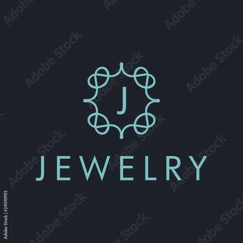 Premium linear shield monogram letter J logotype. Elegant crest leaf stamp icon vector logo. Luxury alphabet frame symbol. - Vector