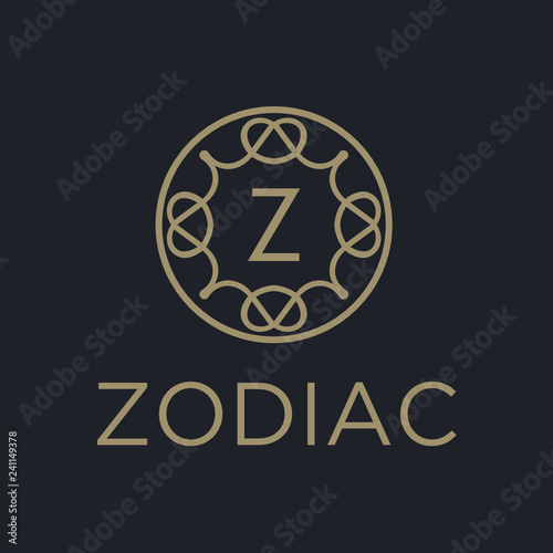 Premium linear shield monogram letter Z logotype. Elegant crest leaf stamp icon vector logo. Luxury alphabet frame symbol. - Vector
