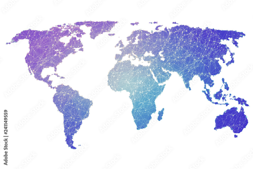 Obraz mapa świata ze wszystkimi kontynentami