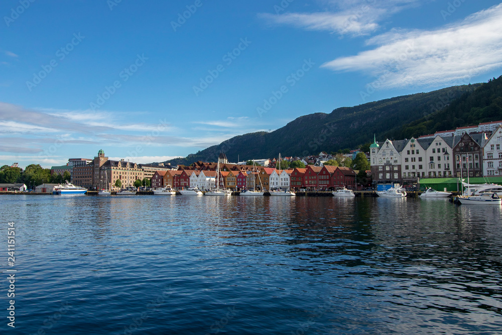 The famous Bryggen harbour district in Bergen, Norway. Bryggen is included on UNESCO's World Heritage List.