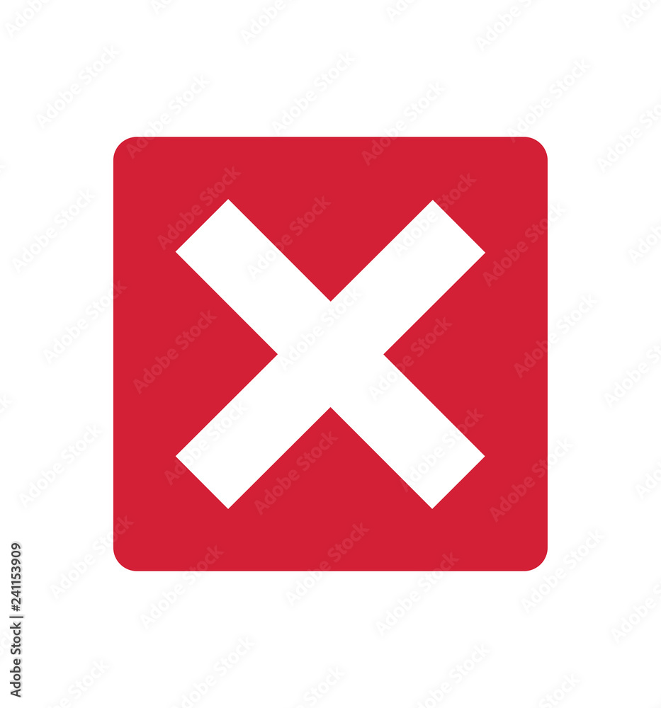 Cross red X icon isolated on white background symbol vector ...