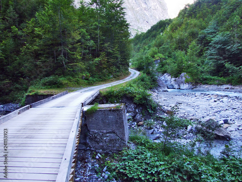 Canyon and stream Sandbach above Linthal - Canton of Glarus, Switzerland photo