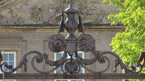 Beautiful stucco, bas-relief on the facade of an old house. Copenhagen. Denmark. 4K.