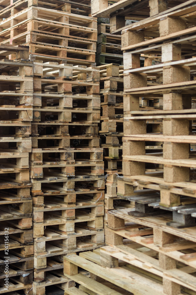 Pile of wooden pallets vertical 