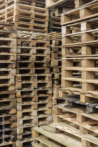 Pile of wooden pallets vertical 