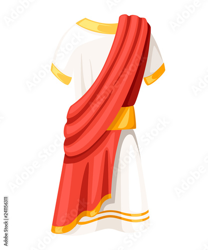 Ancient Roman senator tunic. Classic B.C. clothes. Flat vector illustration isolated on white background