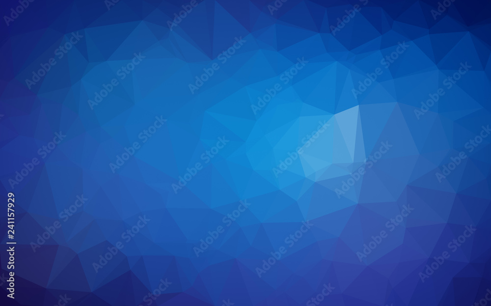 High resolution blue polygon mosaic vector background. Abstract 3D triangular low poly style gradient background.