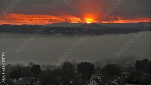 River mist at sunset